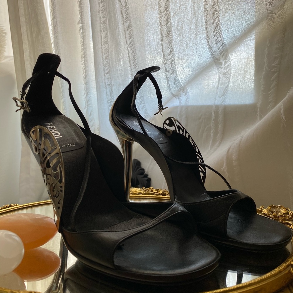 Fendi Silver and Black Heels